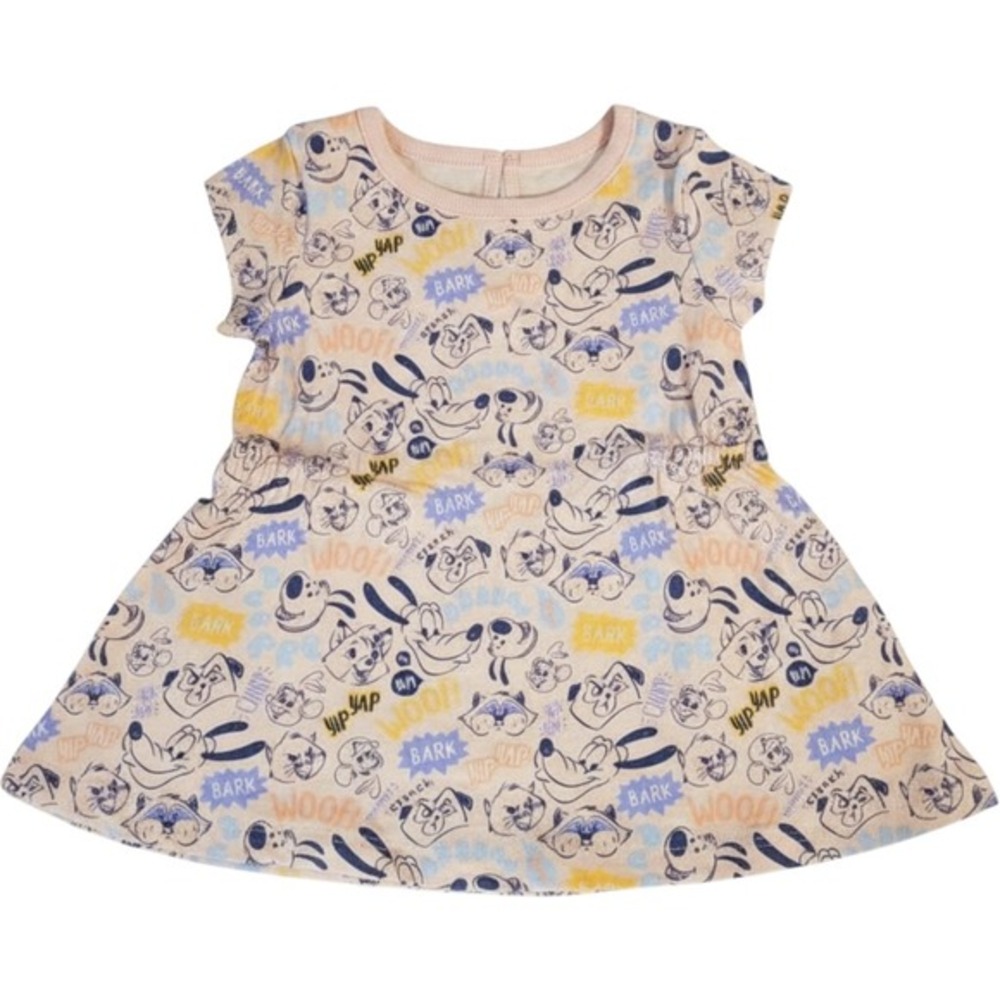 Disney Baby Pluto Meeko Peach Graphic Print Dress 6-9M NWT